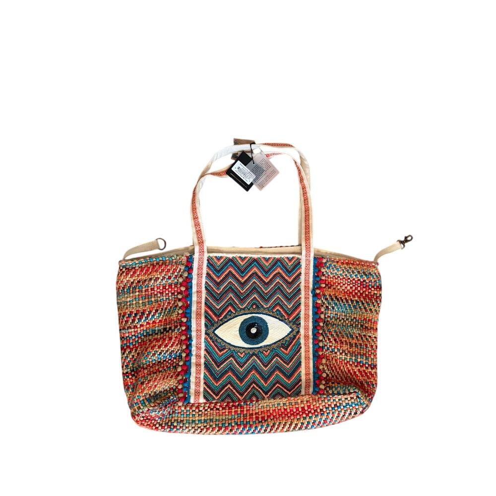 America & Beyond Evil Eye NWT Good Luck Tote Inside Pocket Snap Closure - Picture 3 of 9